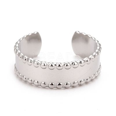 Non-Tarnish 304 Stainless Steel Flat Open Cuff Ring for Women RJEW-C025-10P-1