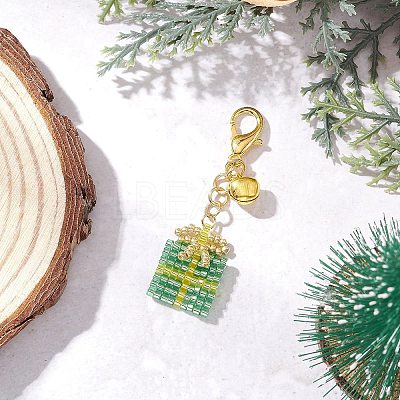 Christmas Gift Handmade Glass Seed Beads Pendant Decoraitons HJEW-MZ00350-02-1
