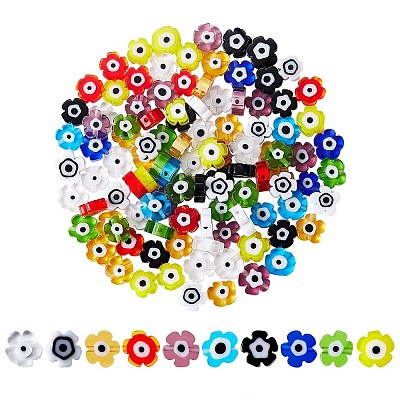 150Pcs 10Colors Handmade Evil Eye Lampwork Beads LAMP-SZ0001-17-1