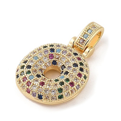 Brass Micro Pave Cubic Zirconia Pendants ZIRC-P121-01G-O-1