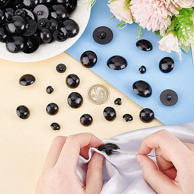 210Pcs 7 Style 1-Hole Plastic Buttons BUTT-AR0001-08-1