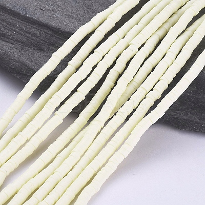 Flat Round Handmade Polymer Clay Bead Spacers CLAY-R067-4.0mm-21-1