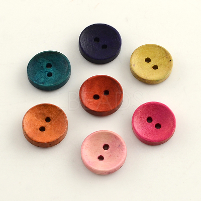 2-Hole Dyed Wooden Buttons X-BUTT-R031-036-1