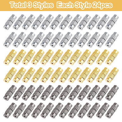 72Pcs 3 Colors Column Brass Screw Clasps KK-HS0015-63-1