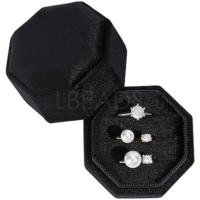Velvet Cover Plastic Couple Ring Box VBOX-WH20001-02B-1