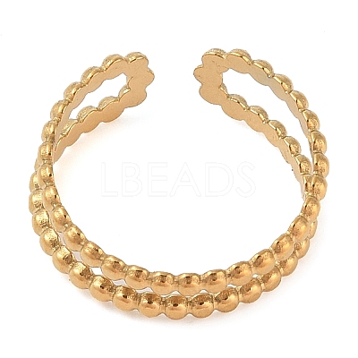 Ion Plating(IP) 304 Stainless Steel Open Cuff Rings for Women RJEW-Z057-10G-014-1
