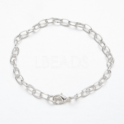 Iron Cable Chain Bracelet Making with Lobster Claw Clasps X-IFIN-H031-S-1