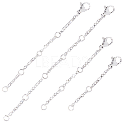 32Pcs 4 Style 304 Stainless Steel Cable Chain Extender STAS-CN0001-60-1