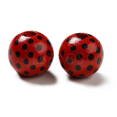 Printed Wood Round Beads WOOD-C012-01B-1