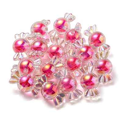 UV Plating Rainbow Iridescent Acrylic Beads PACR-E001-01E-1