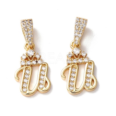 Eco-Friendly Brass Micro Pave Cubic Zirconia Pendants KK-K265-01G-U-1
