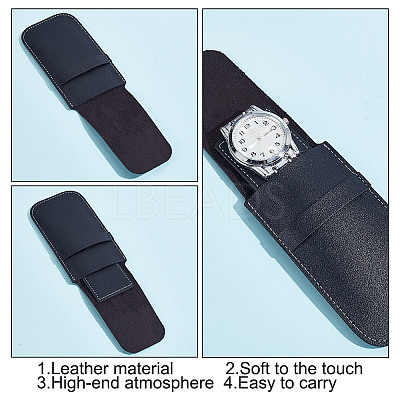 2Pcs Rectangle PU Imitation Leather Single Watch Storage Bag AJEW-GO0001-85D-1