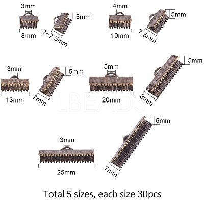 Brass Ribbon Crimp Ends KK-PH0001-10AB-1