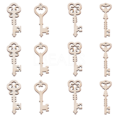 100Pcs Unfinished Wood Pendants WOOD-CJ0001-55-1