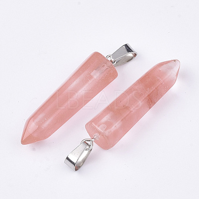 Cherry Quartz Glass Point Pendants LS-G-R220-34N-1