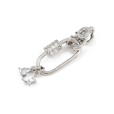 Brass Micro Pave Clear Cubic Zirconia Lobster Claw Clasps KK-U059-56P-1