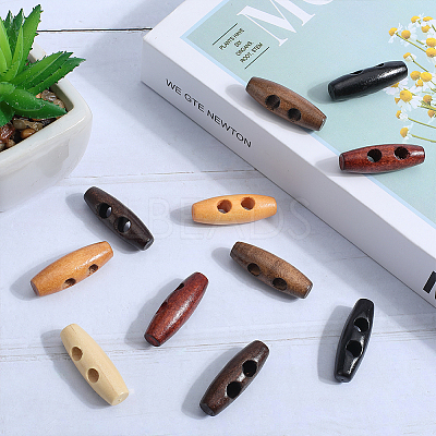 84Pcs 7 Colors Natural Wood Buttons BUTT-GF0003-90C-1