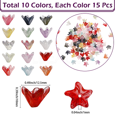 150Pcs 15 Colors Handmade Lampwork Bead Caps LAMP-PA0001-22-1