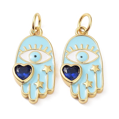 Rack Plating Brass Enamel with Glass Pendants KK-B076-11G-1