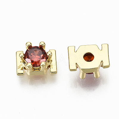 Brass Micro Pave Cubic Zirconia Cabochons KK-S061-48G-E-NR-1