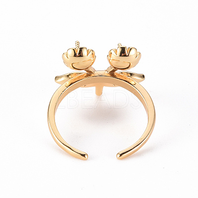 Brass Micro Pave Clear Cubic Zirconia Peg Bails Cuff Finger Ring Settings KK-T062-113G-NF-1
