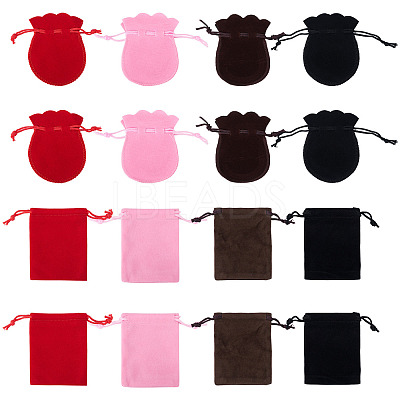 24Pcs 8 Styles Gourd & Rectangle Velvet Drawstring Packing Bags TP-TA0001-07B-1