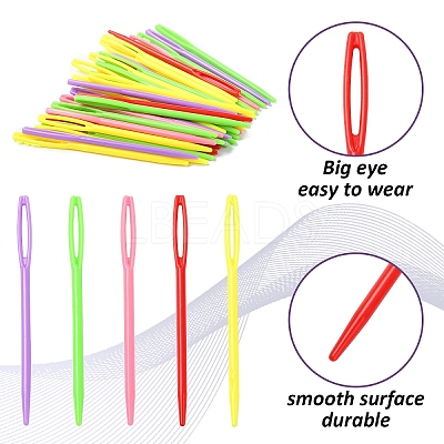 Child Plastic Knit Needles Sewing Knitting Cross Stitch TOOL-YW0001-78A-1
