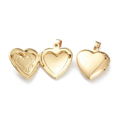 Brass Locket Pendants KK-P199-16G-1
