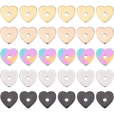 60Pcs 5 Colors 304 Stainless Steel Beads STAS-UN0039-53-1