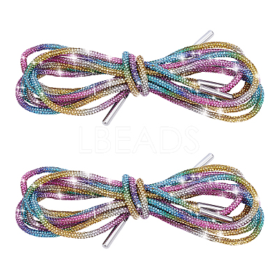 Rubber Rhinestone Shoelaces AJEW-WH0752-498C-1
