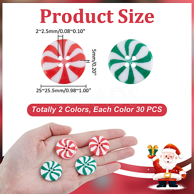60Pcs 3 Styles Resin Buttons BUTT-ME0001-20-1