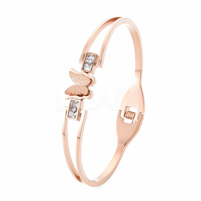 Crystal Rhinestone Butterfly Bangle BJEW-N017-019RG-1
