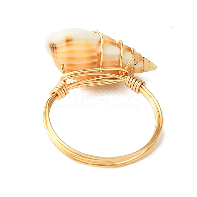 Natural Spiral Shell Finger Rings RJEW-TA00169-1