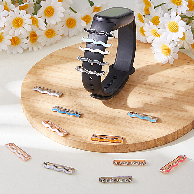 15Pcs 3 Colors Alloy Wave Watch Band Charms for Watch Loops Accesssories FIND-FH0017-65-1