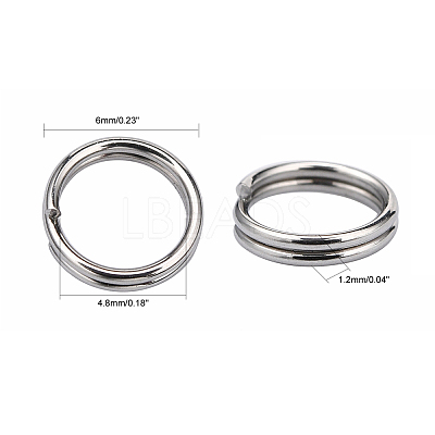 Tarnish Resistant Jewelry Findings Original Color Stainless Steel Split Rings X-STAS-E010-6x1mm-2-1
