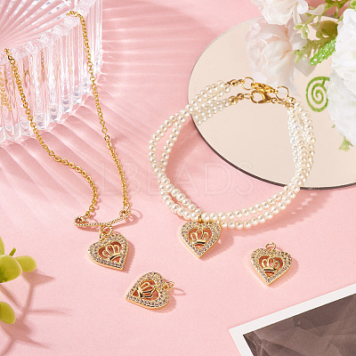 2Pcs Brass Micro Pave Cubic Zirconia Pendants KK-TA0002-78B-G-1
