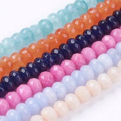 Natural White Jade Bead Strands G-R171-6x8mm-M-1