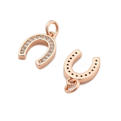 CZ Brass Micro Pave Cubic Zirconia Horse Shoe Charms LS-ZIRC-L018-13RG-1