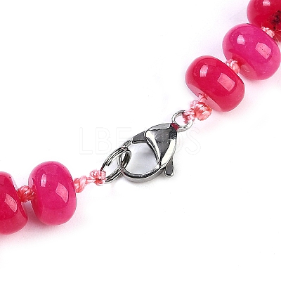 Dyed Natural Rhodonite Rondelle Graduated Beaded Necklaces for Women Men NJEW-K388-02B-1
