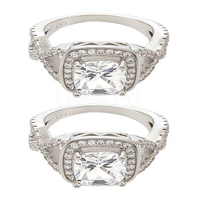 1Pc Brass Micro Pave Clear Cubic Zirconia Finger Rings for Women RJEW-LP0001-36-1