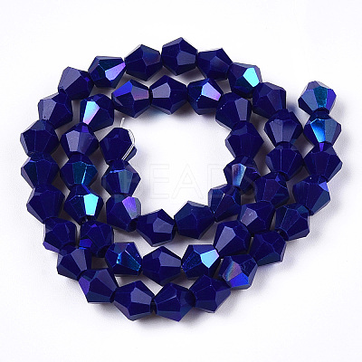 Opaque Solid Color Electroplate Glass Beads Strands EGLA-A039-P6mm-L10-1