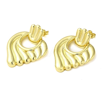 Wing Brass Dangle Stud Earrings EJEW-G373-05G-1