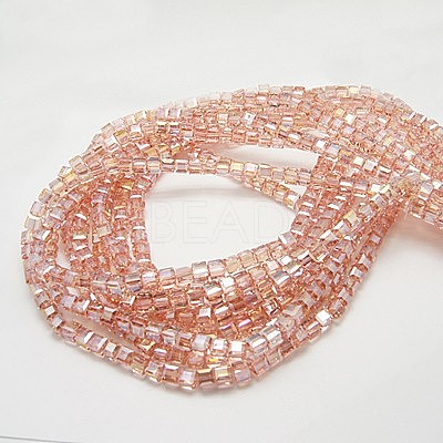 Electroplate Glass Beads Strands X-EGLA-D018-8x8mm-69-1