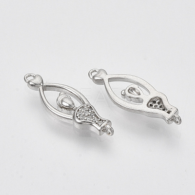 Brass Micro Pave Cubic Zirconia Links connectors KK-T050-43P-NF-1