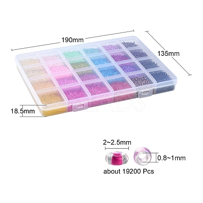 19200Pcs 24 Colors 12/0 Glass Seed Beads SEED-YW0001-87-1