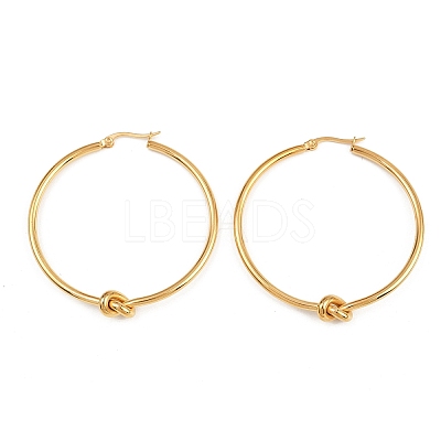 304 Stainless Steel knot Hoop Earrings EJEW-D330-01G-1