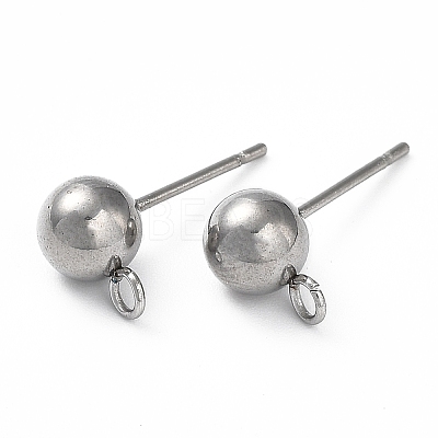 Non-Tarnish 304 Stainless Steel Ball Post Stud Earring Findings STAS-Z035-02P-F-1