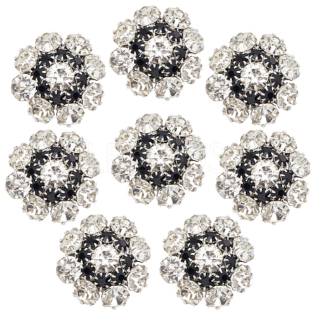 16Pcs 1-Hole Alloy Rhinestone Shank Buttons BUTT-GF0003-60-1