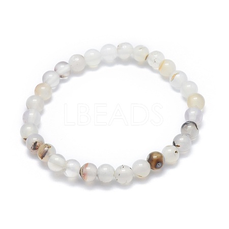 Natural Agate Bead Stretch Bracelets BJEW-K212-A-004-1