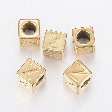 304 Stainless Steel Large Hole Letter European Beads STAS-H428-01G-Z-1